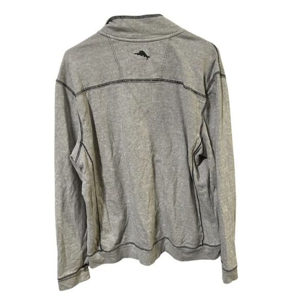 Tommy Bahama Long Sleeve Henley Shirt Mens L Gray Sweatshirt Sweater Snap‎ - Picture 2 of 8